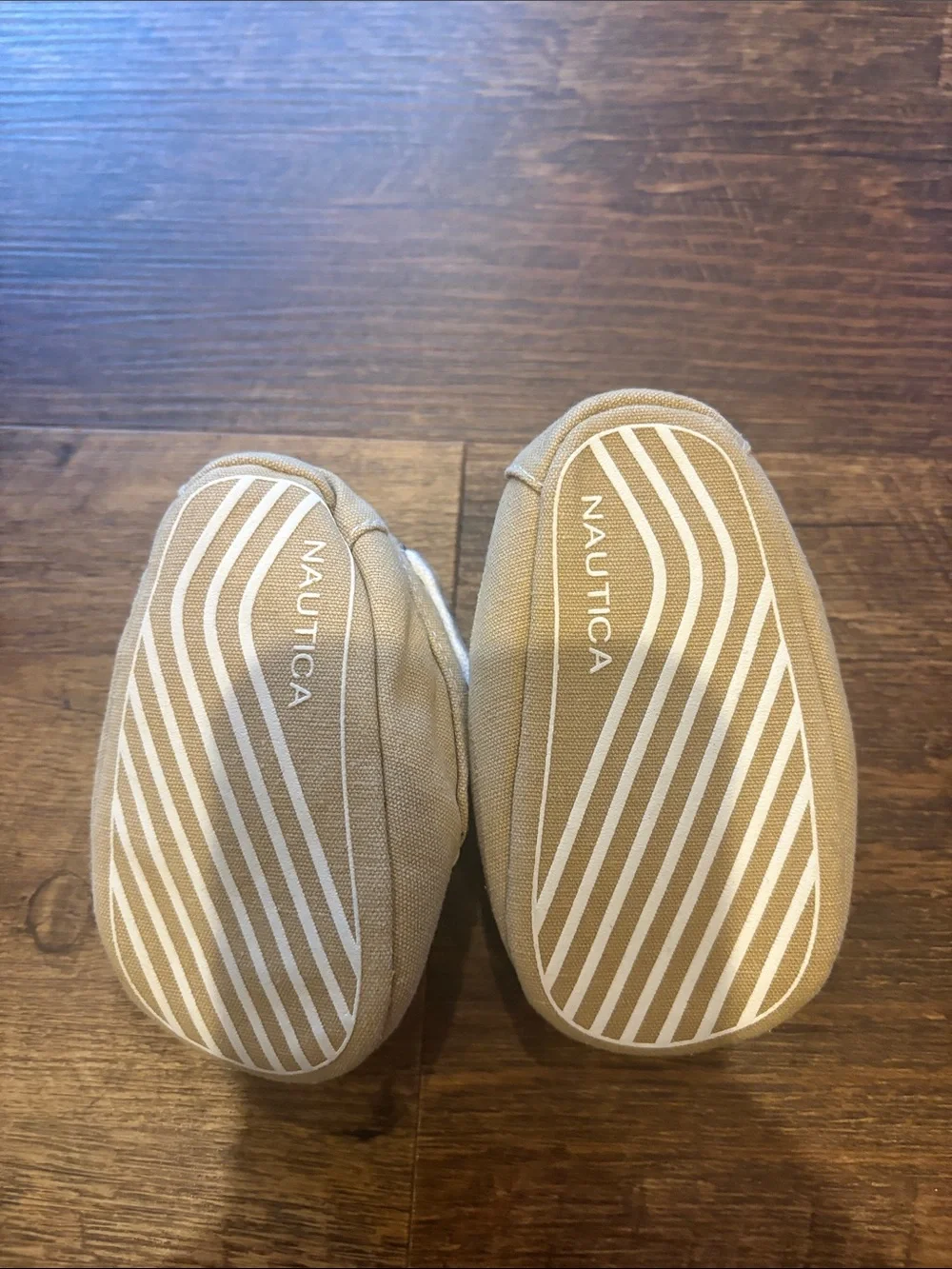 Nautica Toddler Tan Canvas Hook-and-Loop Boat Shoes